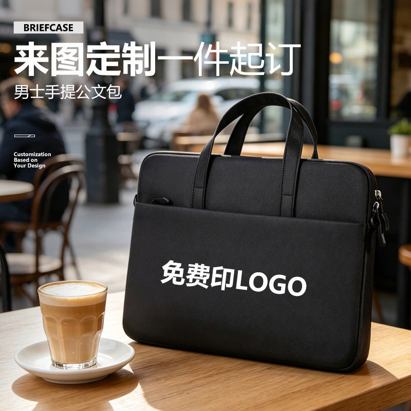 Men's Portable Briefcase with Pull Rod for Business Trips, Simple Business Document Bag, Laptop Bag with Logo Printing Men's Portable Briefcase with Pull Rod for Business Trips, Simple Business Document Bag, Laptop Bag with Logo Printing