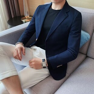 Elegant All-match New Long-sleeved Suit Top Youth Popular Flat Barge Collar Spring Men's Standard Japanese Style 2023 Trendy