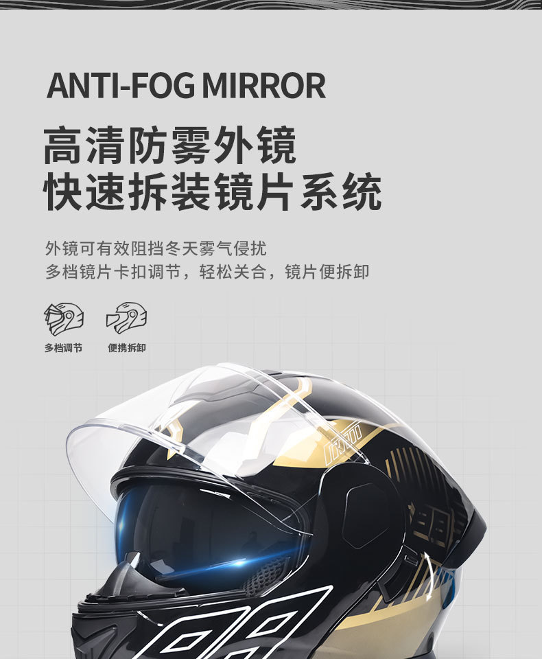 Ad Electric Motorcycle Helmet Men's and Women's Motorcycle Safety Helmet All-Season Full-Face Helmet 3C/Dot Certified Open-Face Helmet