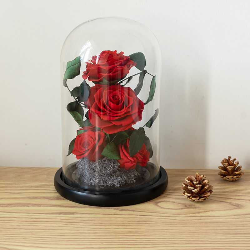 Yunnan Eternal Flower Rose Grand Prince Cubierta de cristal Producto terminado Regalo creativo para el Día de San Valentín Flor eterna Adorno de alta gama.