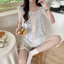 �ļ�2024˯��Ů��֯�����岼С���䱳�Ķ̿�����ins��Ҿӷ���װ