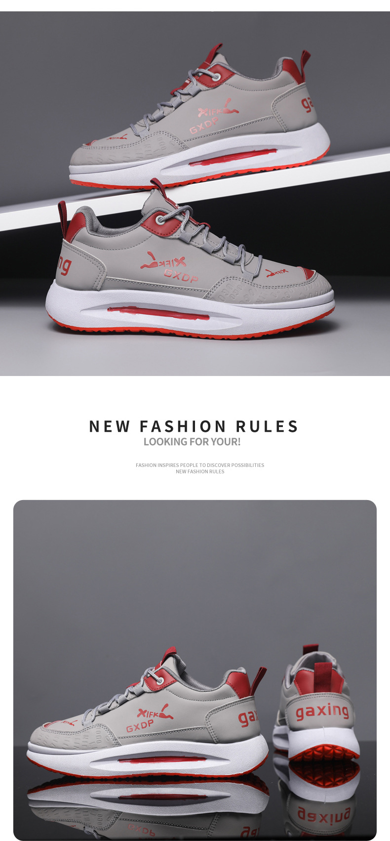 Herren Freizeitschuhe, Leichte Leder Sneaker Mit Mesh Einsatz_voghion.com