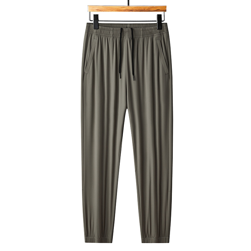 Summer Ice Silk Pants Men's Trousers 2024 New Outdoor Sports Casual Cropped Pants Women's Thin Loose High Elastic Pants