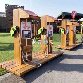 儿童过家家玩具户外木制加油站幼儿园交通骑行区材料充电装置