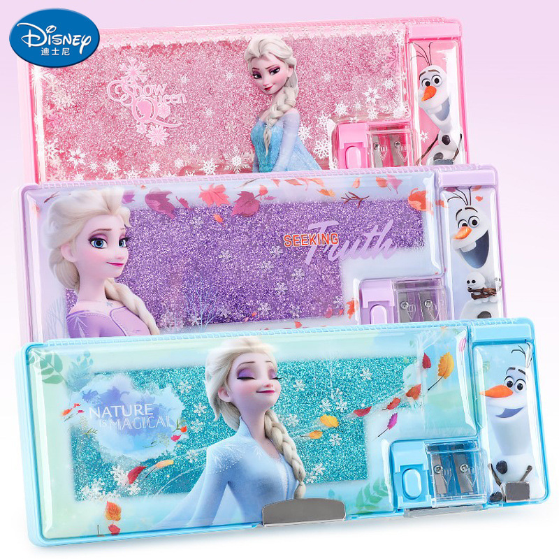 Disney Frozen Quicksand Stationery Box Cute Girls Large Capacity Pencil Case for Elementary School Students Elsa Girls' Edition Disney Frozen Quicksand Stationery Box Cute Girls Large Capacity Pencil Case for Elementary School Students Elsa Girls' Edition