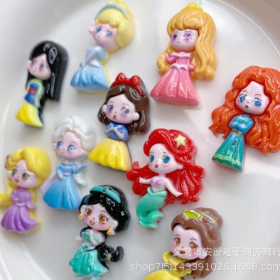 Factory Direct Sales Cartoon Princess Series Snow White Girls Hairpin Mobile Phone Case Cream Glue Handmade Patch Resin