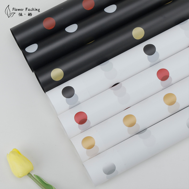 厂家自产波点焦糖膜防水韩版鲜花包装纸花束花艺包花材料包花纸