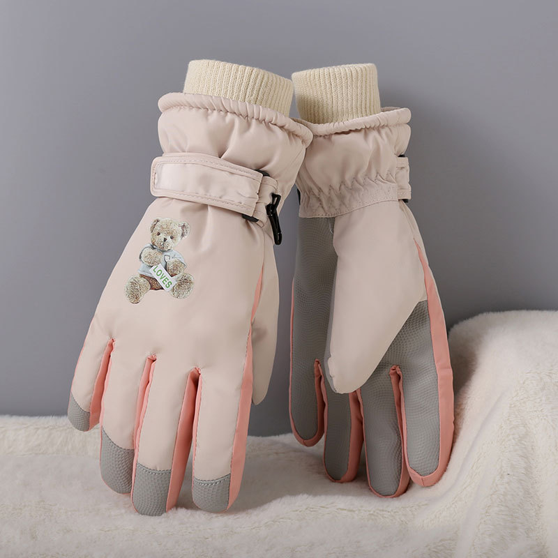 Guantes de esquí de invierno para mujeres calientes a prueba de frío pantalla táctil a prueba de salpicaduras de agua al aire libre a prueba de viento guantes de vello grueso