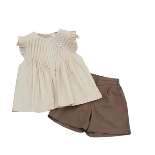 Girls' Organza Pleated Vest Top, Mid-to-Large Kids' Summer Wear, New Sleeveless Blouse, Doll-Style Shirt, 2024 Parent-Child Outfit