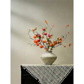 柿柿如意石榴柿子仿真年宵花高端轻奢客厅假插花新年装饰花艺摆件