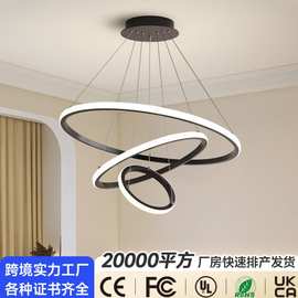 led餐厅吊灯现代简约三头客厅灯吧台圆环创意餐吊灯chandelier