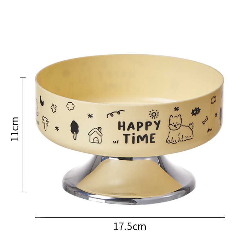 Tazón para gatos de acero inoxidable Tazón de pies altos para gatos Boca negra anti-derribear Tazón para perros Tazón para columna cervical anti-deslizante Tazón para mascotas de gran calibre