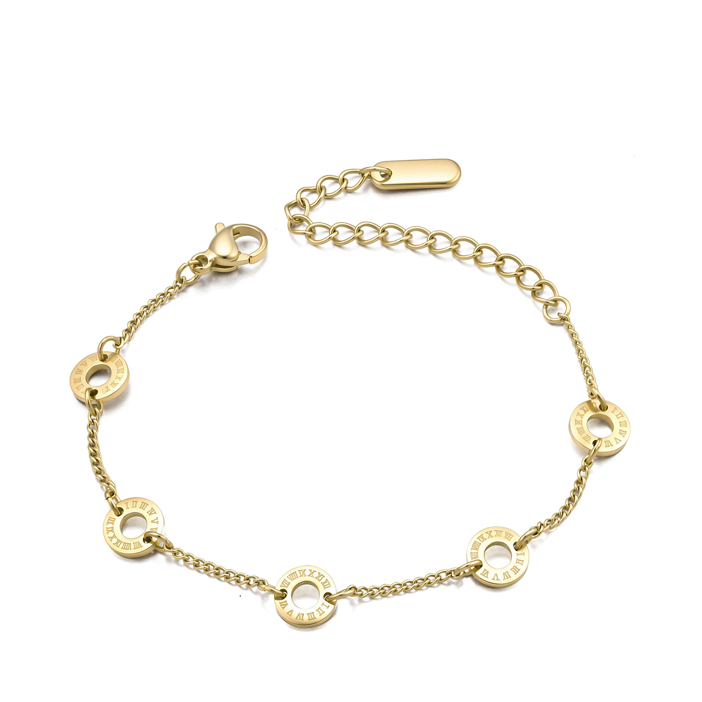 Pulsera de Números Árabes de Acero Inoxidable con Diseño Geométrico Circular para Mujer