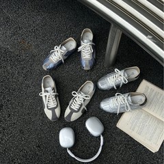 美式复古真皮德训鞋女2025新款百搭拼色软底休闲运动鞋平底阿甘鞋