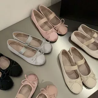 低跟浅口银色单女2026春秋新款软底芭蕾舞复古法式玛丽珍子