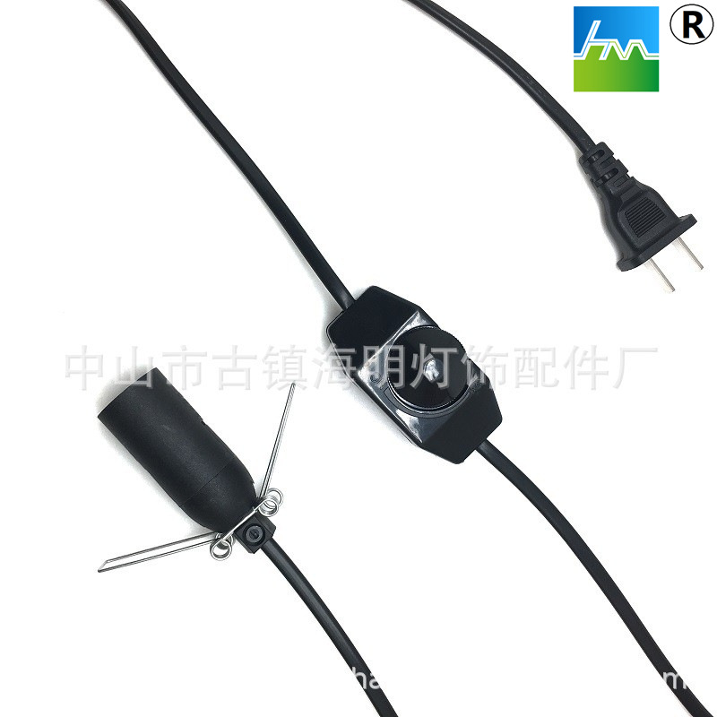 跨境专供 中式两插电源线 可出越南泰国等插头线  中规调光盐灯线