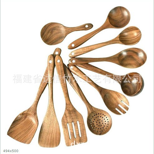 Juego de utensilios de cocina de madera de 10 piezas, juego de 5 piezas, cucharas de madera, espátulas, cucharas para sopa, espátulas de madera, herramientas de cocina, juego de utensilios de cocina, cubo de almacenamiento