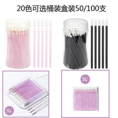 Manufacturer wholesale bucket disposable lip brush portable lipstick lip glaze brush flocked head mousse brush