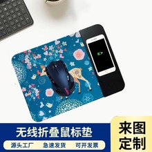 无线充鼠标垫办公女生用风电脑游戏适用防滑充电器卡通动漫折叠