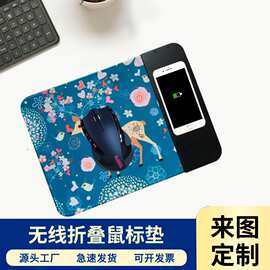 无线充鼠标垫办公女生用风电脑游戏适用防滑充电器卡通动漫折叠