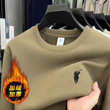 保罗圆领卫衣男加绒加厚400克重磅冬季高档休闲宽松内打底衫上衣