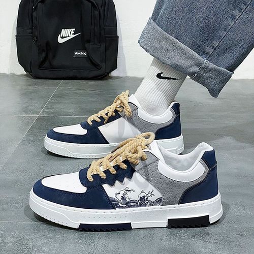 Men's Summer Breathable White Shoes for Men, Trendy and Versatile Fabric Shoes with Thick Soles, Sporty and Casual Platform Shoes