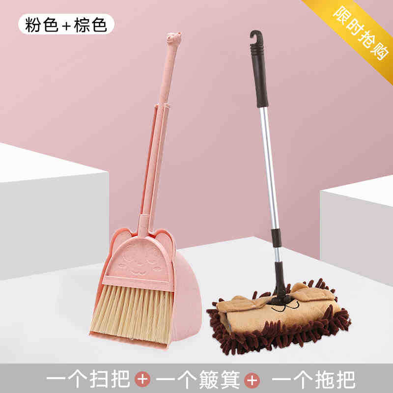 Los niños juegan a las casitas escoba de plástico Mini pequeña escoba recogedor cepillo de aprendizaje escoba herramienta Escoba de pelo suave combinación