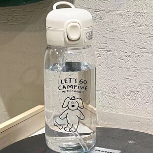 High-value Internet Celebrity Men's and Women's Students ins Simple Large Capacity Water Cup Plastic Straw Portable Drop-resistant Cup