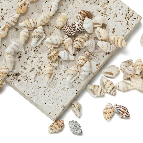 Single Hole Natural Shell Snail Pendant, Drilled Shell Snail Beads DIY Handmade Earrings Necklace Hat Accessory