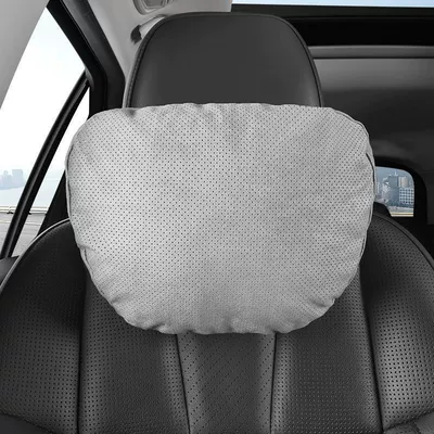 Suitable for Car Headrest - upgraded-perforated-deerskin-velvet-skin-friendly-and-breathable-high-grade-gray-single-headrest-standard