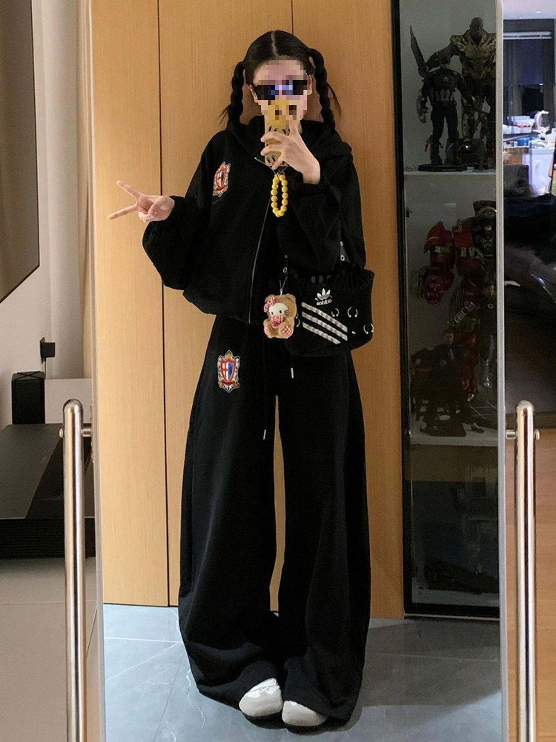 美式高街休闲运动服套装女秋季洋气宽松时尚开衫卫衣慵懒风两件套