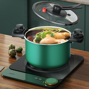 Micro Pressure Pot Large Capacity Household Induction Cooker Universal Soup Pot Stainless Steel Pot High Pressure Multifunctional Binaural Cooking Ramen