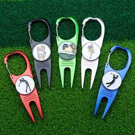 新款金属创意铝合金果岭叉便捷式挂扣球叉磁吸球标marker现货