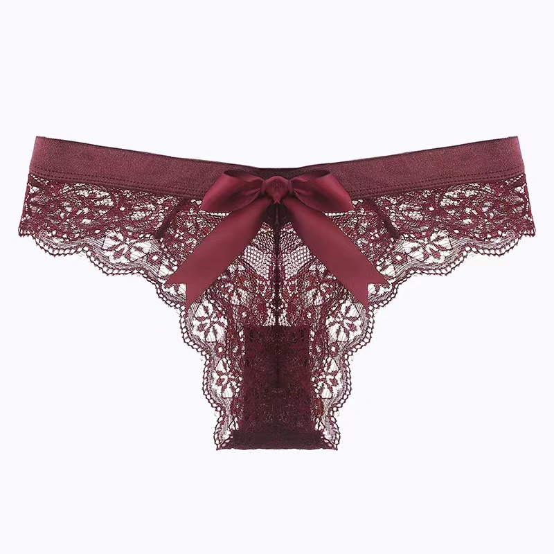European and American Sexy Lace Thong Women's Large Size Transparent Cut Out Women's Briefs Girls' T-Pants