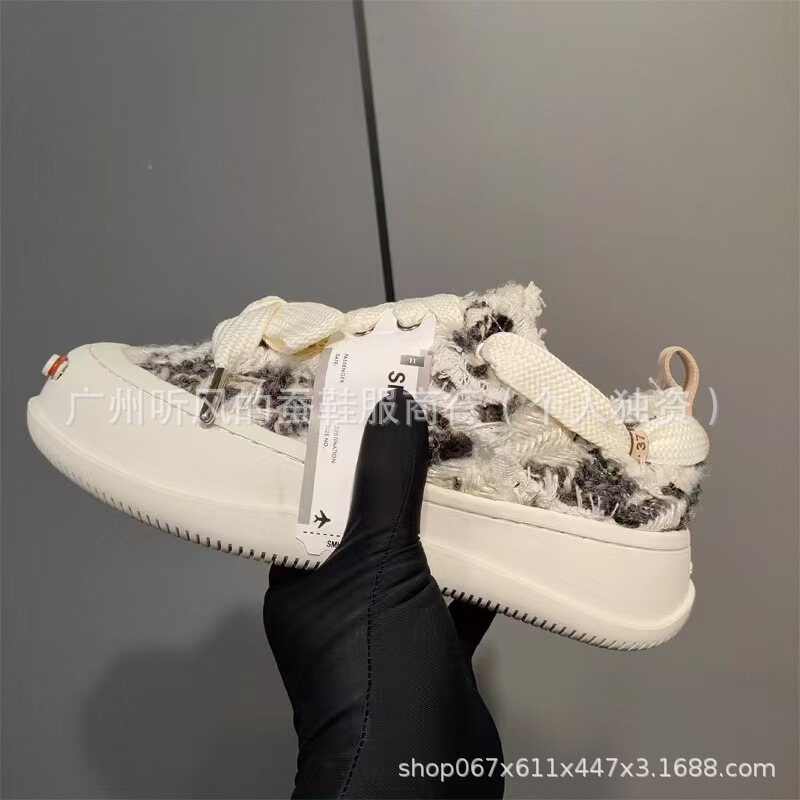 檀健次同款帆布鞋绑带 开口笑系带厚底增高板鞋 时尚潮流帆布女鞋|undefined