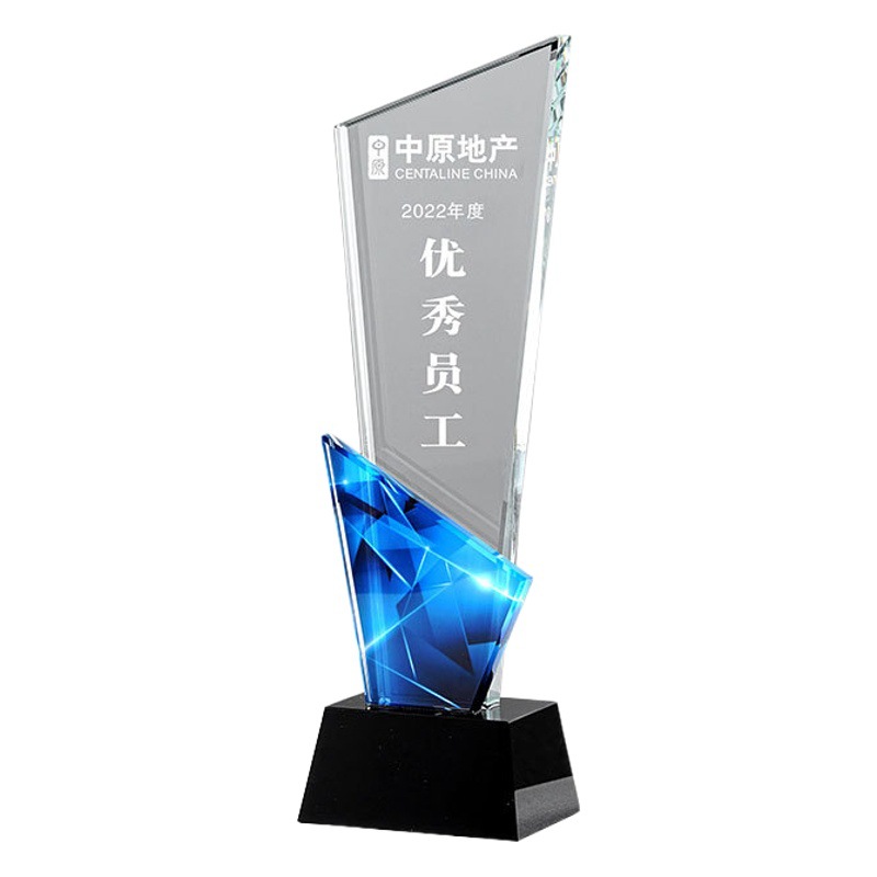 Trofeos de cristal medalla de grabación vidrio excelente reunión anual de premios de personal creativo recuerdos de cristal de estrella de cinco puntas