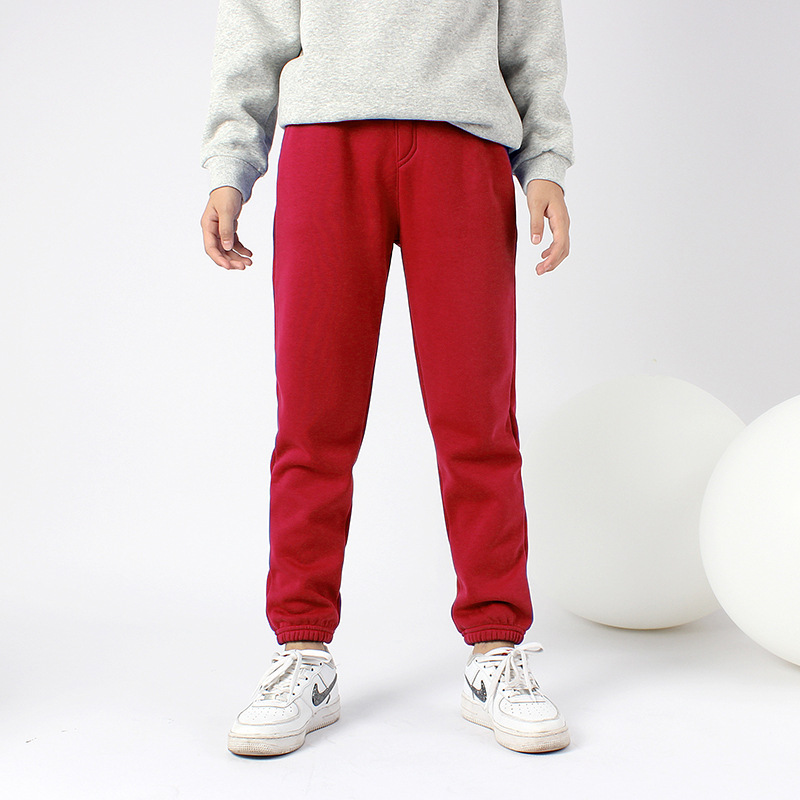 Otoño e invierno estilo coreano nuevos pantalones forrados de lana para niños de color sólido para niños grandes pantalones de chándal cálidos para niñas Generación de cabello image 12