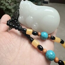 纯手工雕刻白玉貔貅手把件玉石把玩件男女款时尚霸气款貔貅