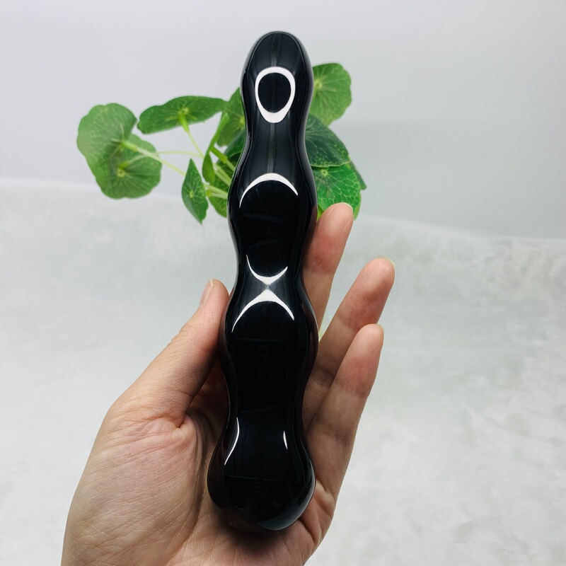 天然水晶黑曜石水晶按摩棒摆件 图 4