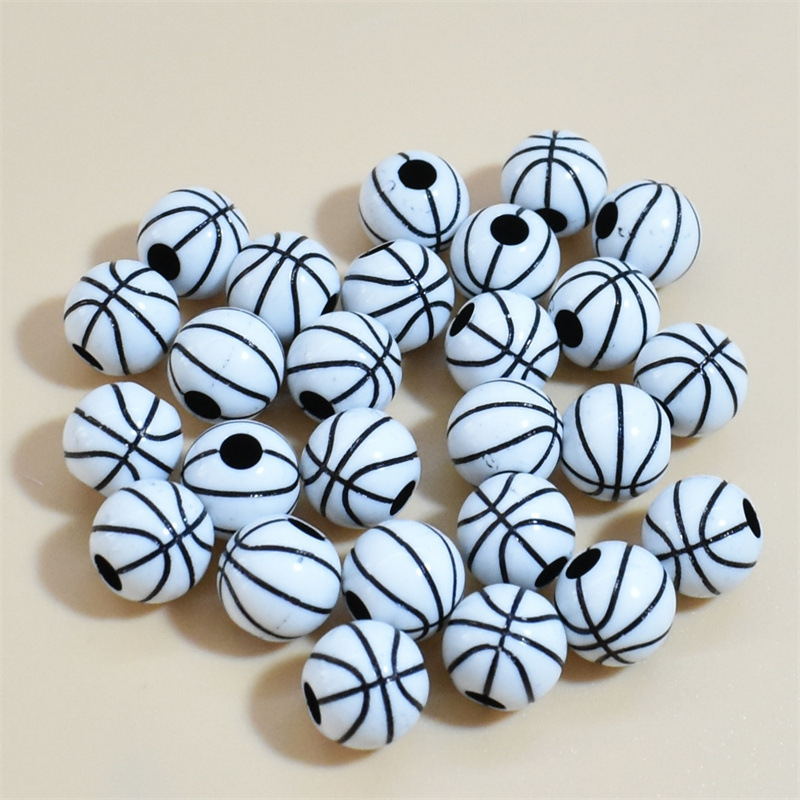 50 Pièces/Paquet Arylique Balle Basket-Ball Football Perles display picture 3