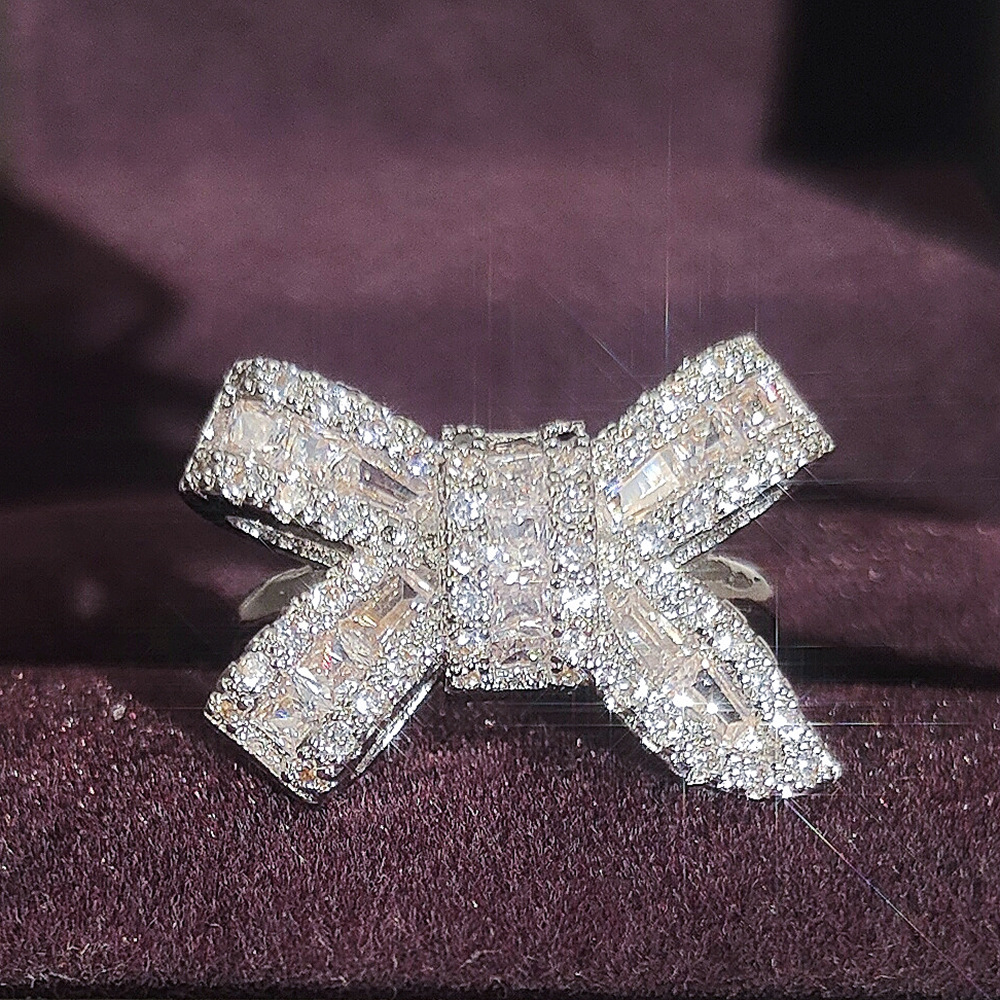 Bow Tie Zircon Ring Luxury Diamond Wedding Ring For Women_voghion.com
