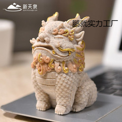 砂岩石貔貅小摆件招财办公室聚财纳财桌面装饰品家用旺宅茶几茶宠
