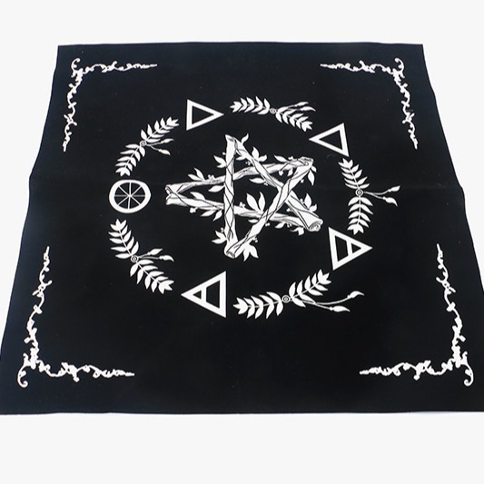 Samt-Pentagramm-Stab-Spezial-Tischdecke, Schiebekarte, Tarot-Orakel-Tuch, quadratisch, Luxus_voghion.com