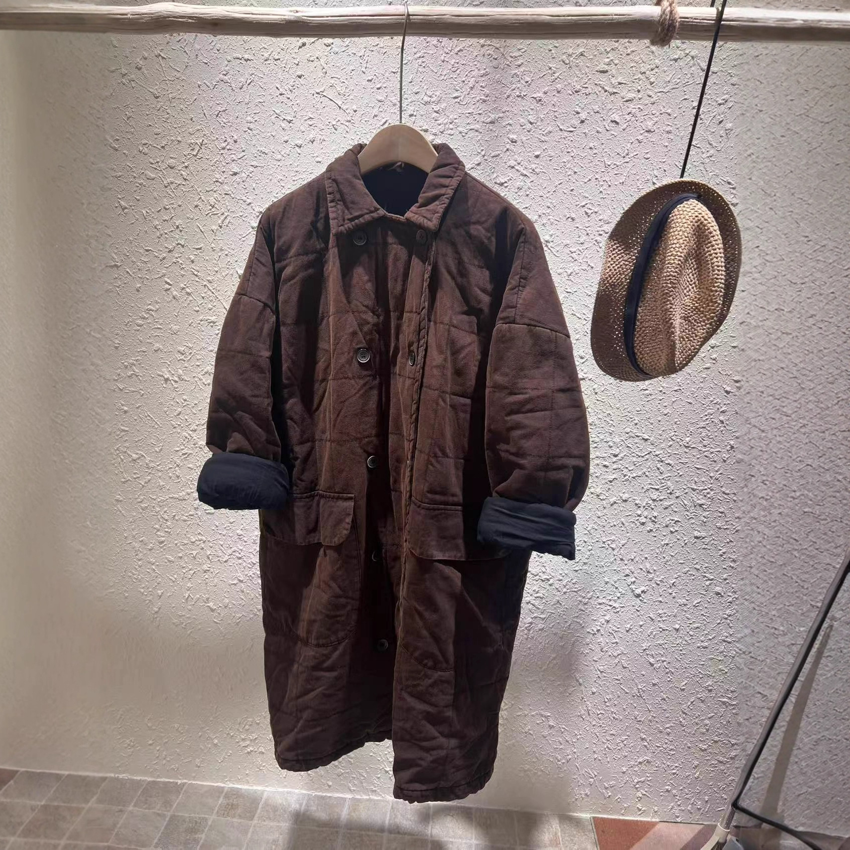 双排扣夹棉棉服女 冬款 文艺复古宽松显瘦炒色休闲保暖中长款外套