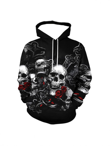 2020 new spring and autumn 3D digital print personality trend cool skeleton men and women's long-sleeved hoodie sweaters
