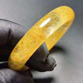 天然金发晶顺发发晶黄发金发水晶原石手镯晶体通透内径56.5mm
