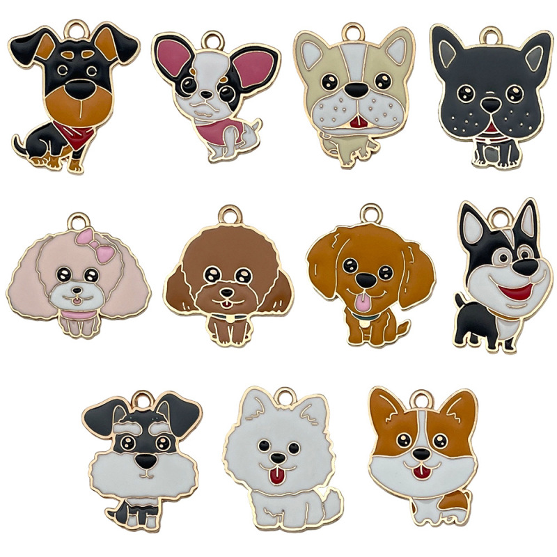 クロスボーダー漫画動物ペット犬子犬足跡 diy 合金オイルドリップキーホルダーネックレスジュエリーペンダントペンダント|undefined