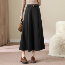 羊绒半身裙女秋冬2025新款高腰显瘦大码简约时尚A字裙大摆裙冬裙