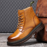 Мужские новые модные универсальные хлопковые ботинки на сухожильной подошве 2025 года. Ботинки «Мартен» в британском стиле рабочей одежды плюс теплые бархатные ботинки «Мартен».