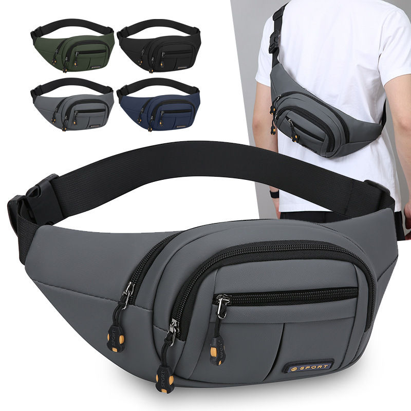 New Men's Waist Bag, Outdoor Sports Waterproof Leather Film Chest Bag, Multi-Layer Cash Collection Business Bag, Trendy Crossbody Bag New Men's Waist Bag, Outdoor Sports Waterproof Leather Film Chest Bag, Multi-Layer Cash Collection Business Bag, Trendy Crossbody Bag